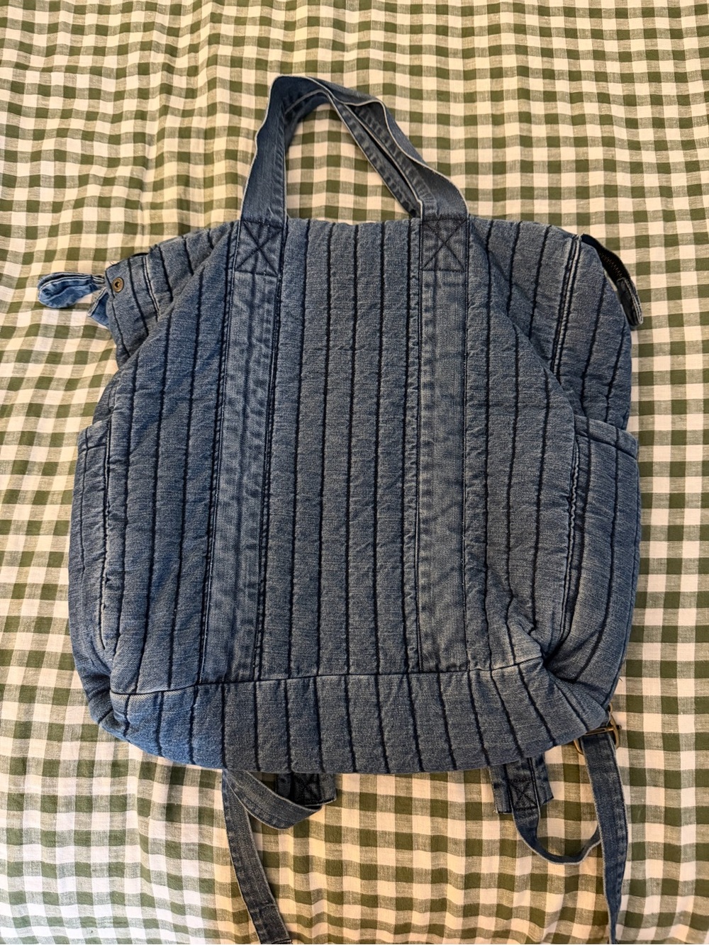 Quilted Denim Blue Baby Bag Backpack - Stylish Everyday Carry